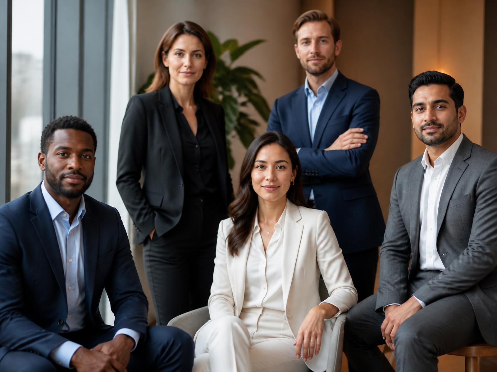 Confident and relaxed corporate professionals